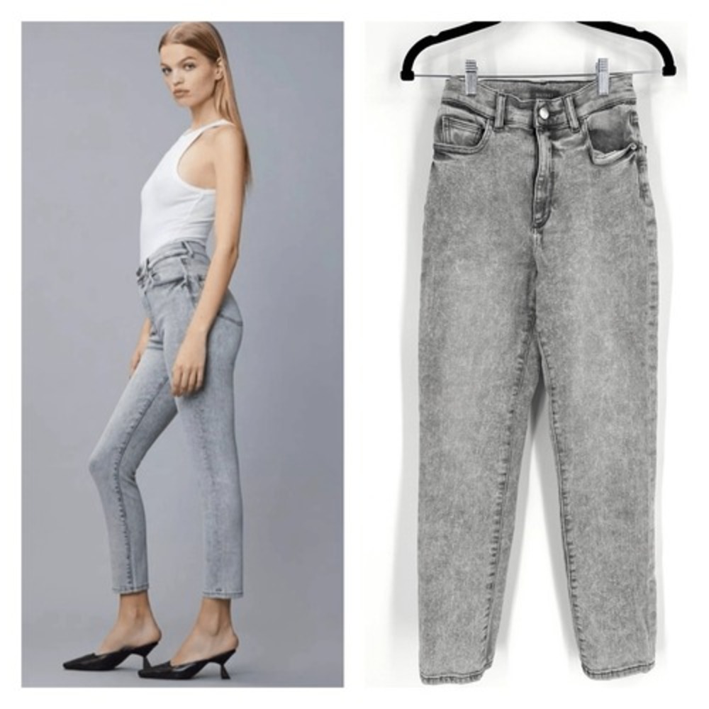 DL1961 Bella High-Rise Vintage Slim‎ Jeans Gray Size 25 Chalk Acid Wash Style